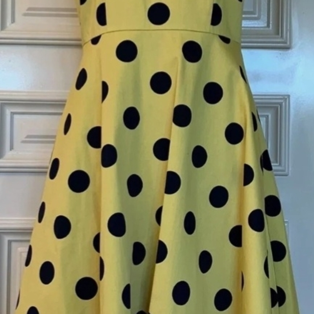 Hobbs London Noa Polka Dot Dress Color Chamoile Size 8 With Pockets - Picture 2 of 8